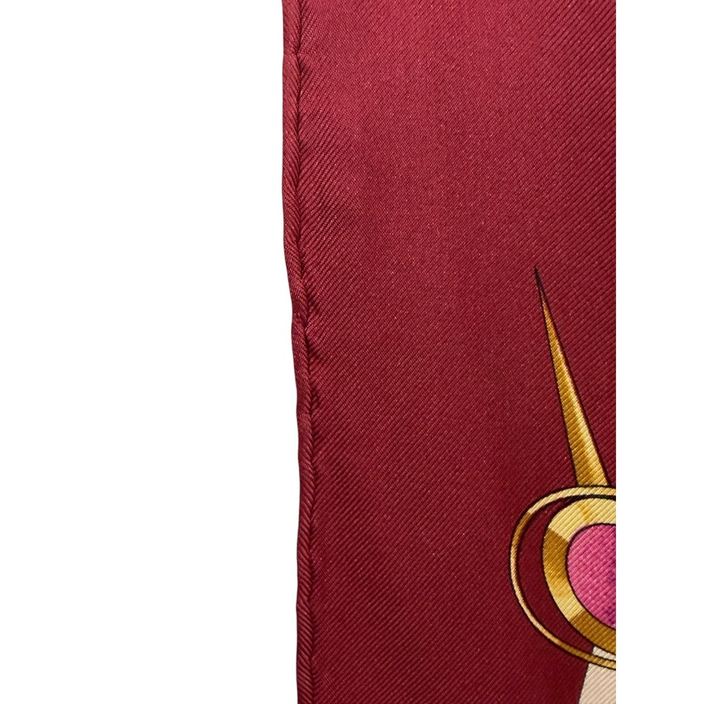 Hermès Parmi les Fleurs Je Compte les Heures 90 Silk Scarf Burgundy Vintage - Picture 8 of 10